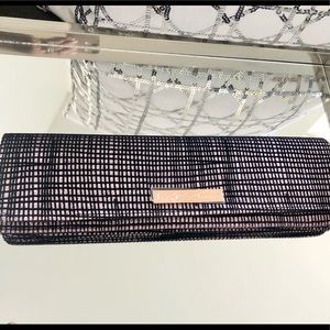 MAC Rose Gold & Black Sparkle Cosmetic Bag With Gold MAC Logo